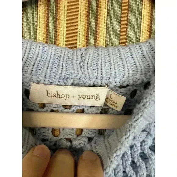 Stylish Light Blue Open Knit Sweater Casual Chic Layering Piece - Picture 3 of 7